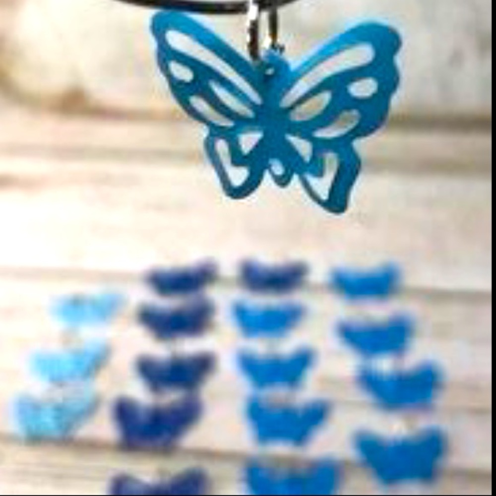 18 Blue Colored Metal Butterfly Charms Pendants! 2 Sided Colored Mixed Lot